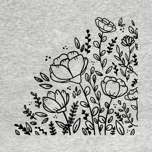 Black and white floral drawing by bigmomentsdesign